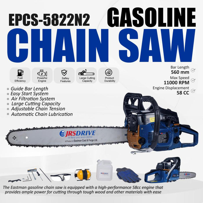 JRSDRIVE Gasoline Chain Saw ,Bar Length 560 Mm, EPCS-5822N2