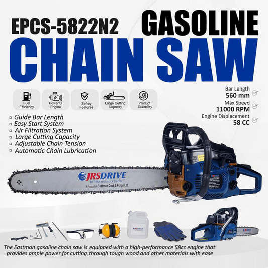JRSDRIVE Gasoline Chain Saw ,Bar Length 560 Mm, EPCS-5822N2